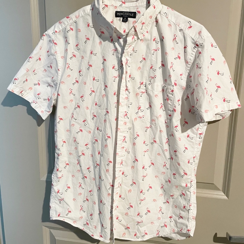 J. Crew Men’s short sleeve button down flamingo
